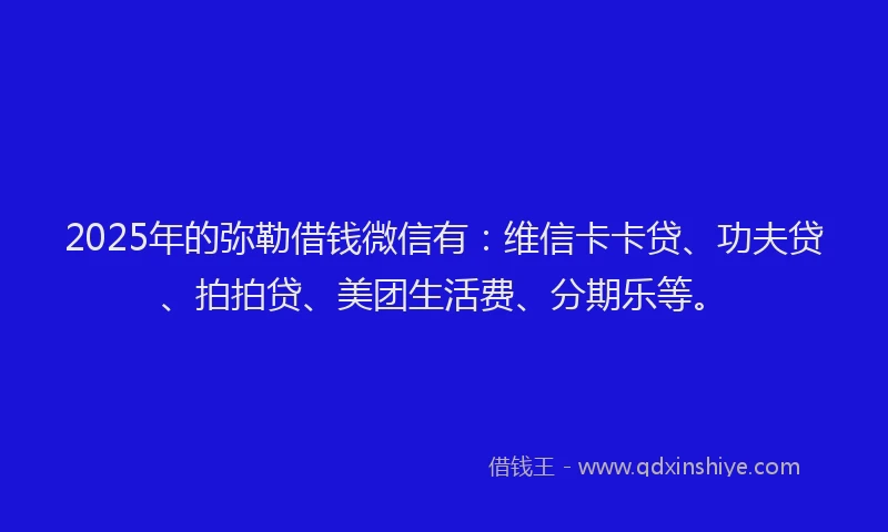 2025年的弥勒借钱微信有：维信卡卡贷、功夫贷、拍拍贷、美团生活费、分期乐等。