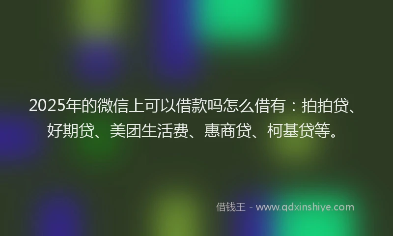 2025年的微信上可以借款吗怎么借有：拍拍贷、好期贷、美团生活费、惠商贷、柯基贷等。