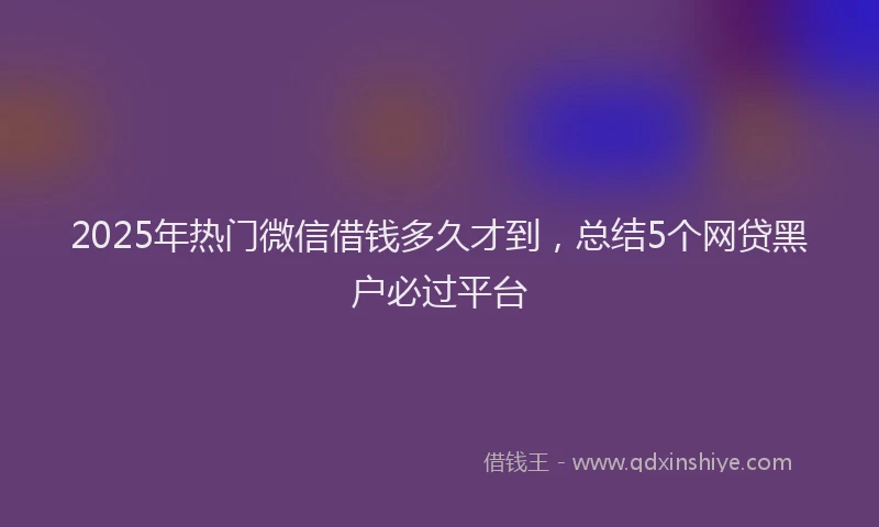 2025年热门微信借钱多久才到，总结5个网贷黑户必过平台