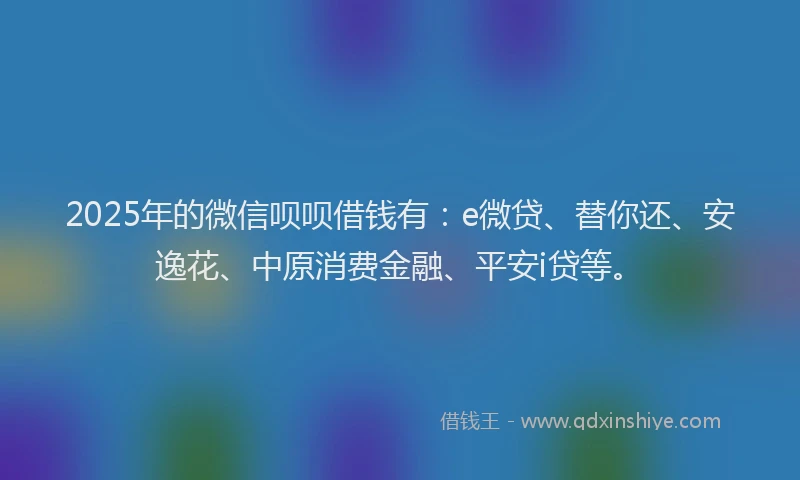 2025年的微信呗呗借钱有：e微贷、替你还、安逸花、中原消费金融、平安i贷等。
