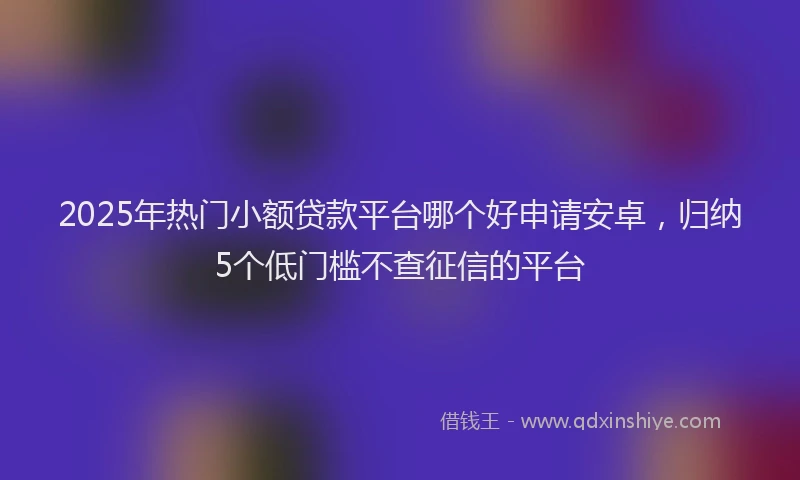 2025年热门小额贷款平台哪个好申请安卓，归纳5个低门槛不查征信的平台