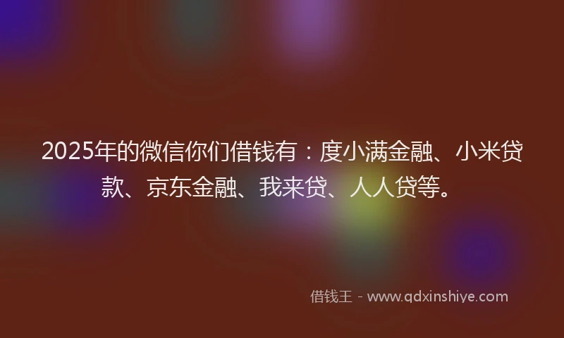 2025年的微信你们借钱有：度小满金融、小米贷款、京东金融、我来贷、人人贷等。