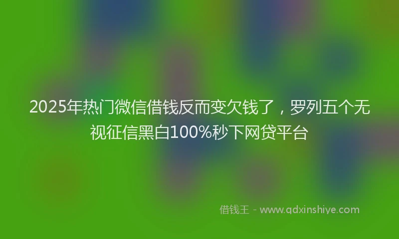 2025年热门微信借钱反而变欠钱了，罗列五个无视征信黑白100%秒下网贷平台