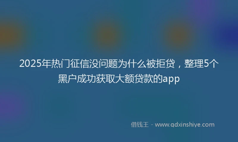 2025年热门征信没问题为什么被拒贷，整理5个黑户成功获取大额贷款的app