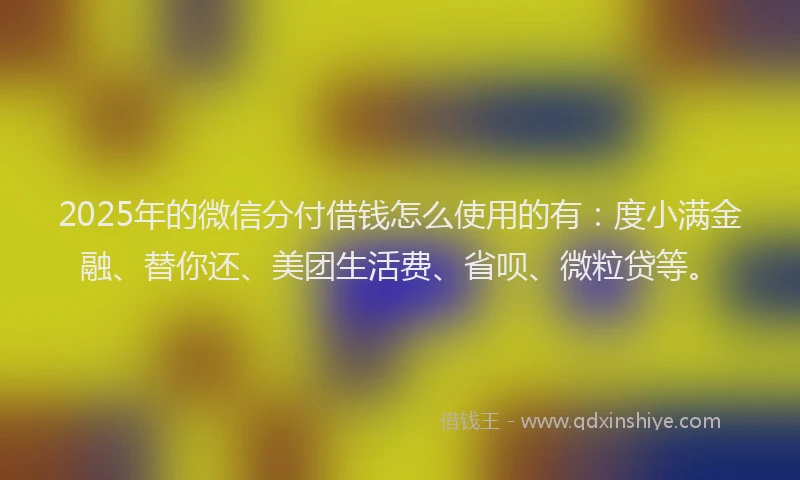 2025年的微信分付借钱怎么使用的有：度小满金融、替你还、美团生活费、省呗、微粒贷等。