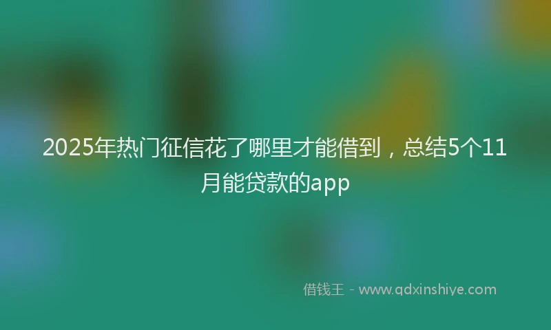 2025年热门征信花了哪里才能借到，总结5个11月能贷款的app
