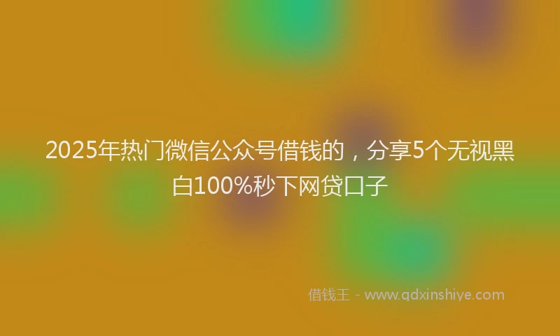 2025年热门微信公众号借钱的，分享5个无视黑白100%秒下网贷口子