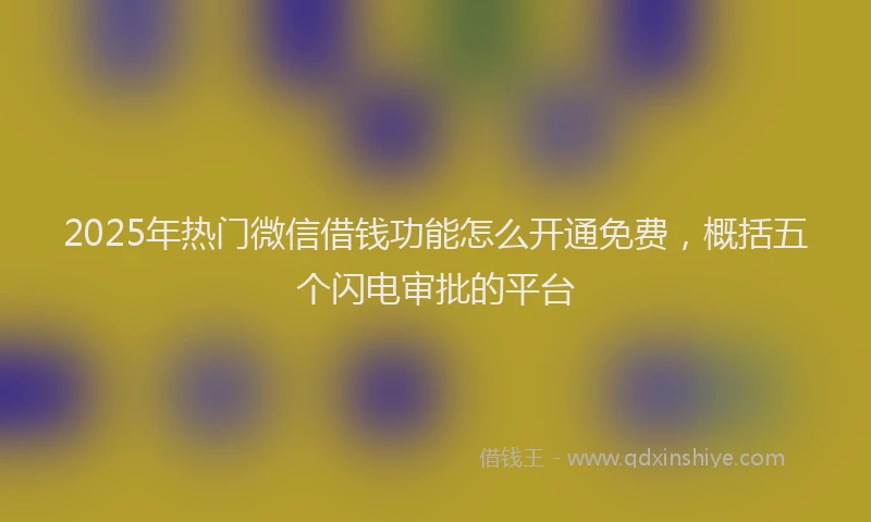 2025年热门微信借钱功能怎么开通免费，概括五个闪电审批的平台