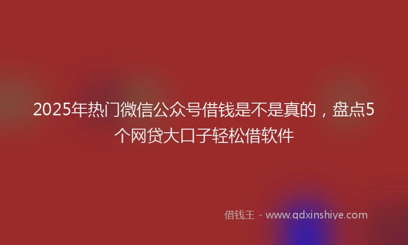 2025年热门微信公众号借钱是不是真的，盘点5个网贷大口子轻松借软件