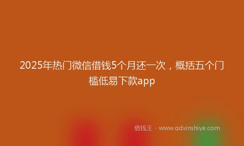 2025年热门微信借钱5个月还一次，概括五个门槛低易下款app