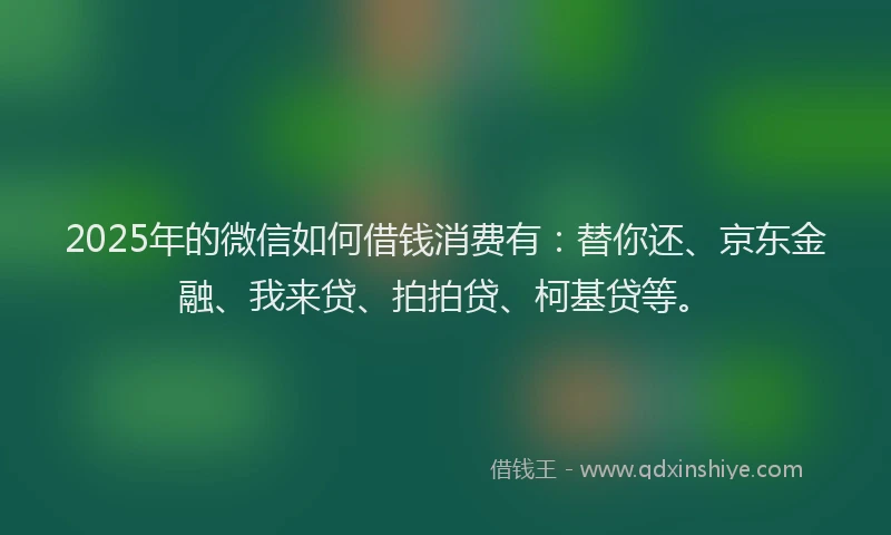 2025年的微信如何借钱消费有：替你还、京东金融、我来贷、拍拍贷、柯基贷等。