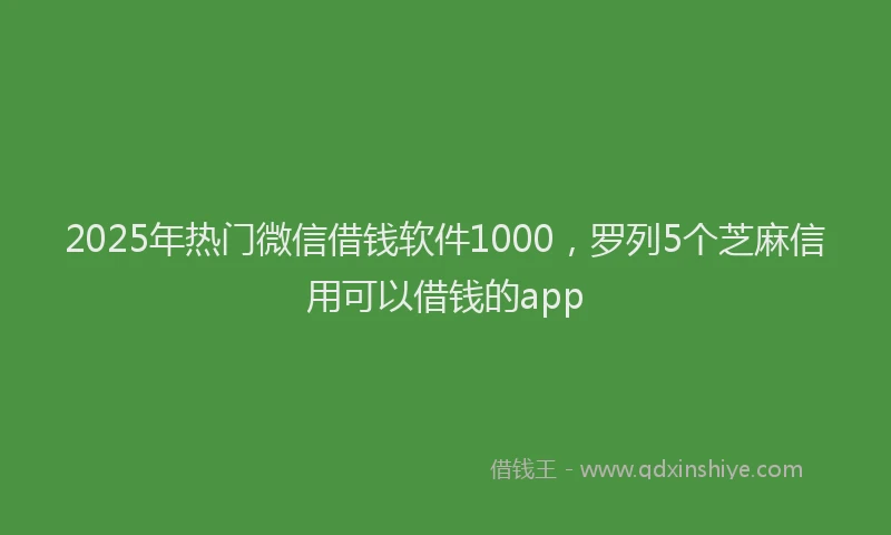 2025年热门微信借钱软件1000，罗列5个芝麻信用可以借钱的app