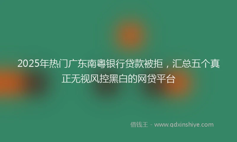 2025年热门广东南粤银行贷款被拒，汇总五个真正无视风控黑白的网贷平台