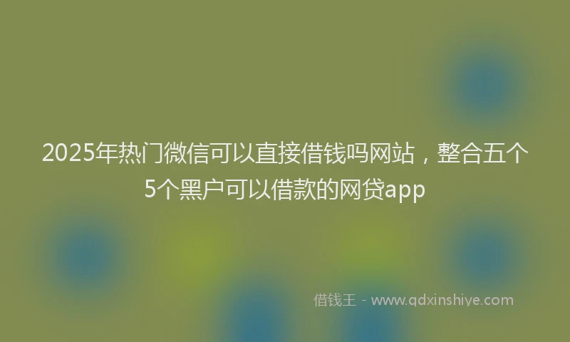 2025年热门微信可以直接借钱吗网站，整合五个5个黑户可以借款的网贷app