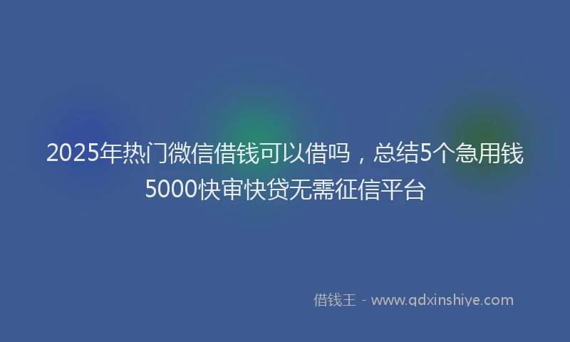2025年热门微信借钱可以借吗，总结5个急用钱5000快审快贷无需征信平台