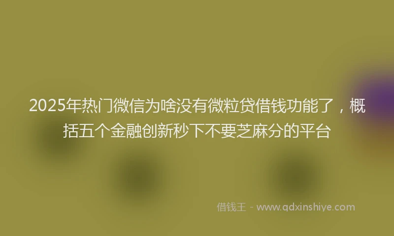 2025年热门微信为啥没有微粒贷借钱功能了，概括五个金融创新秒下不要芝麻分的平台