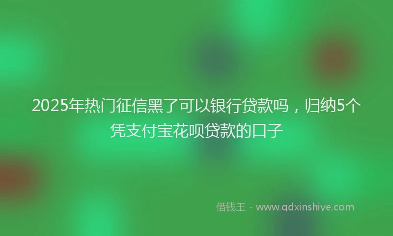 2025年热门征信黑了可以银行贷款吗，归纳5个凭支付宝花呗贷款的口子