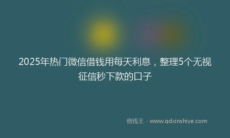 2025年热门微信借钱用每天利息，整理5个无视征信秒下款的口子