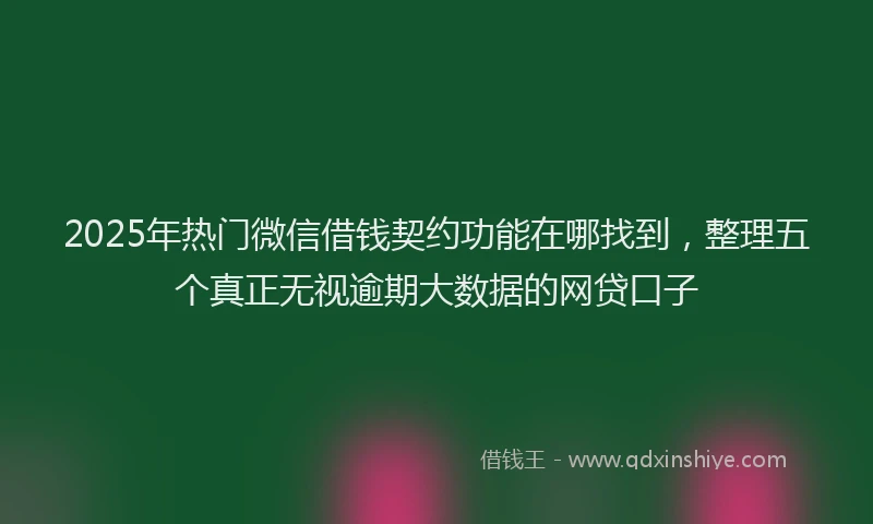 2025年热门微信借钱契约功能在哪找到，整理五个真正无视逾期大数据的网贷口子