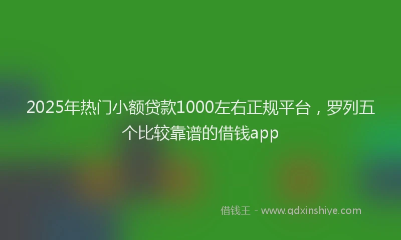 2025年热门小额贷款1000左右正规平台，罗列五个比较靠谱的借钱app