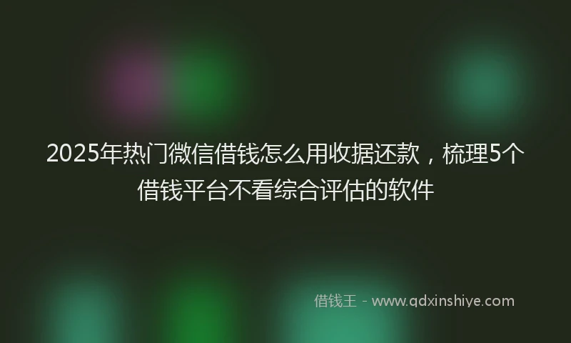 2025年热门微信借钱怎么用收据还款，梳理5个借钱平台不看综合评估的软件