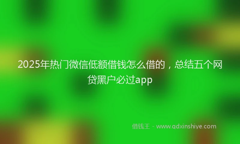 2025年热门微信低额借钱怎么借的，总结五个网贷黑户必过app