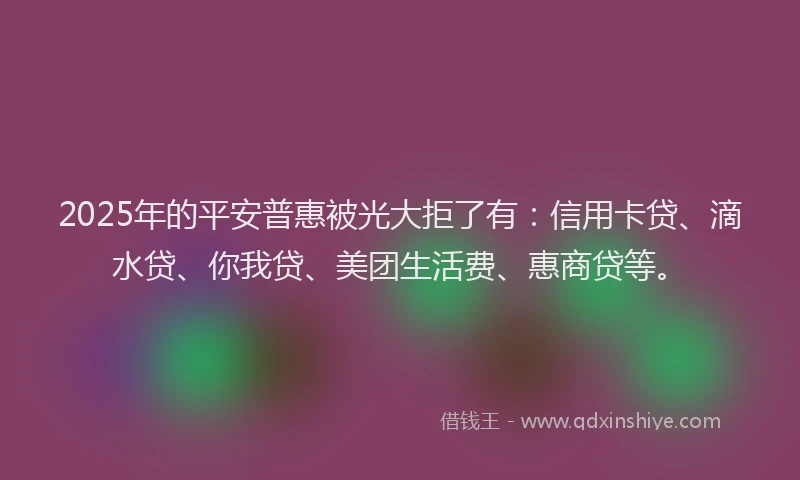 2025年的平安普惠被光大拒了有：信用卡贷、滴水贷、你我贷、美团生活费、惠商贷等。