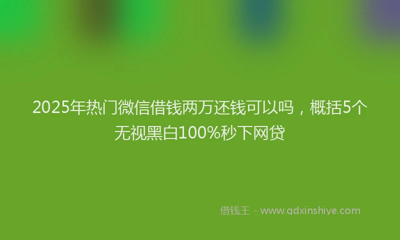 2025年热门微信借钱两万还钱可以吗，概括5个无视黑白100%秒下网贷