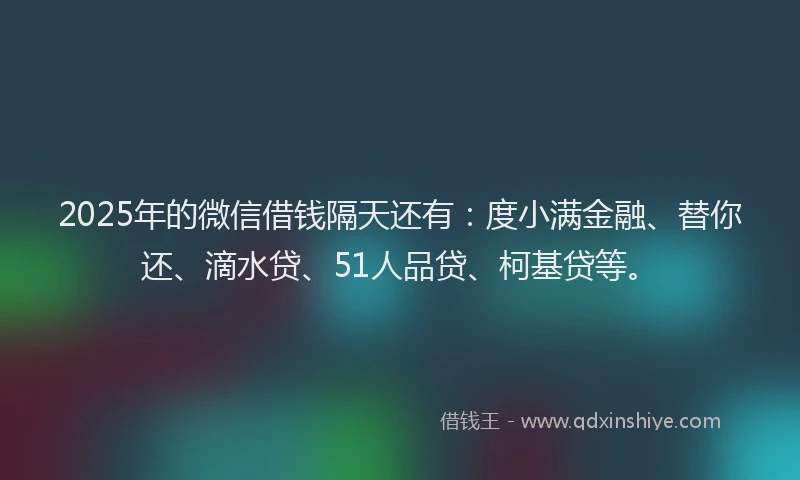 2025年的微信借钱隔天还有：度小满金融、替你还、滴水贷、51人品贷、柯基贷等。