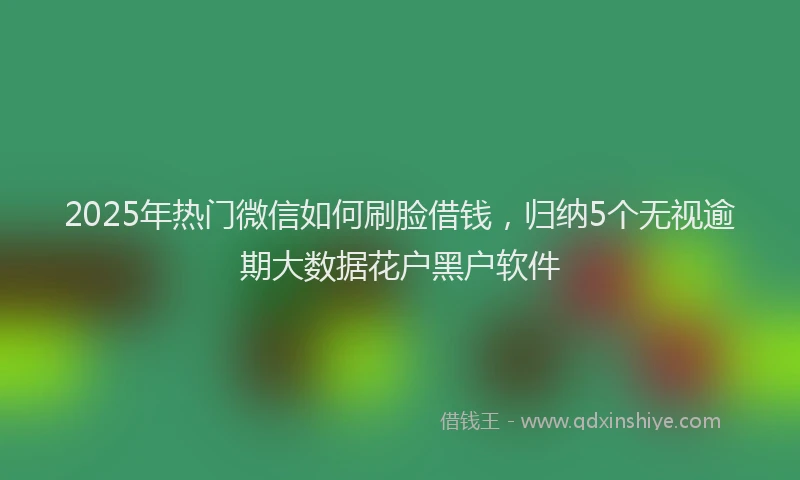 2025年热门微信如何刷脸借钱，归纳5个无视逾期大数据花户黑户软件