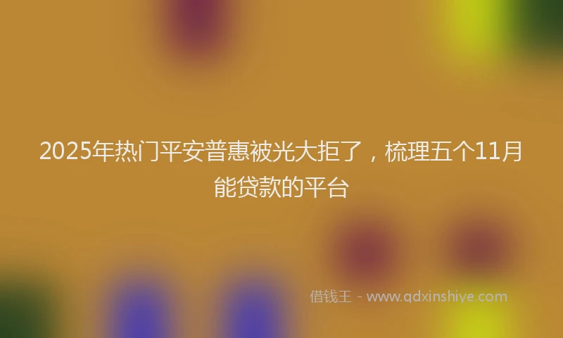 2025年热门平安普惠被光大拒了，梳理五个11月能贷款的平台