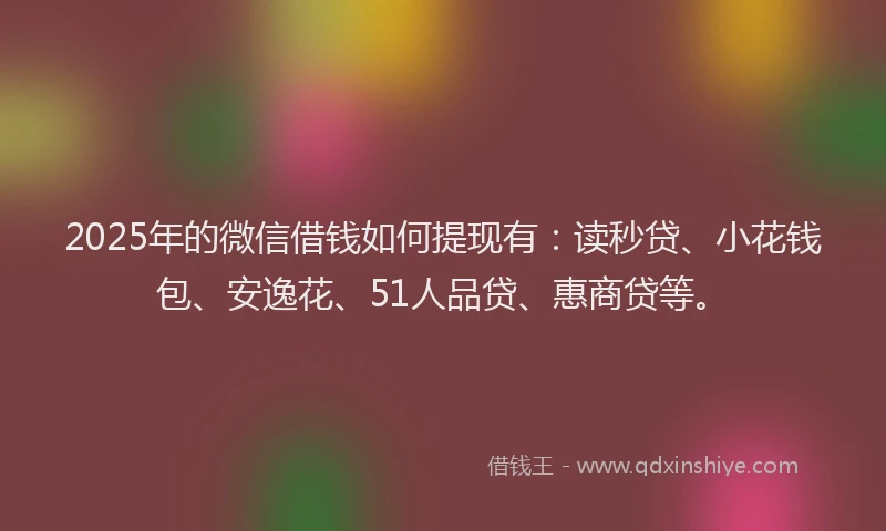 2025年的微信借钱如何提现有：读秒贷、小花钱包、安逸花、51人品贷、惠商贷等。