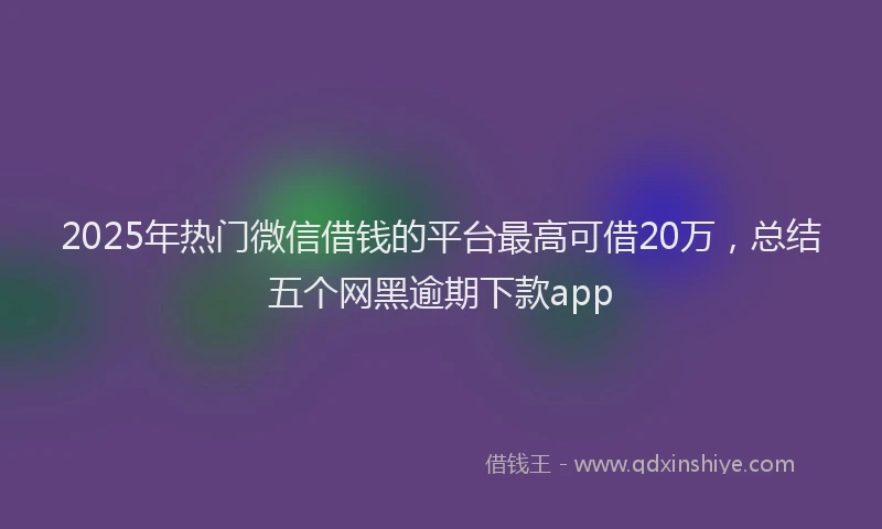 2025年热门微信借钱的平台最高可借20万，总结五个网黑逾期下款app