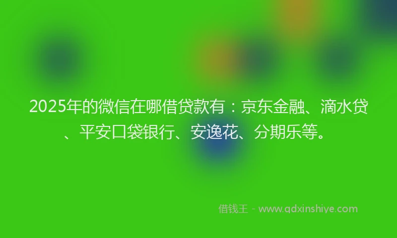 2025年的微信在哪借贷款有：京东金融、滴水贷、平安口袋银行、安逸花、分期乐等。