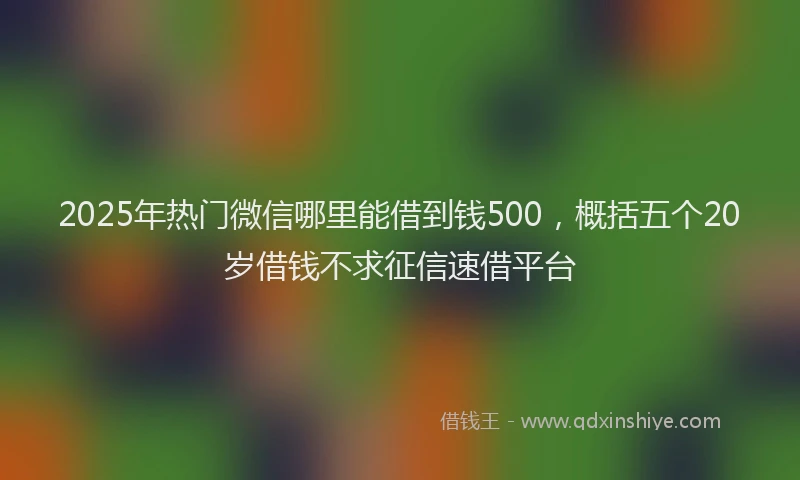2025年热门微信哪里能借到钱500，概括五个20岁借钱不求征信速借平台