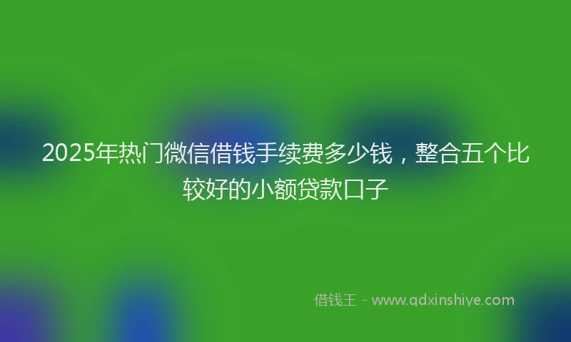 2025年热门微信借钱手续费多少钱，整合五个比较好的小额贷款口子