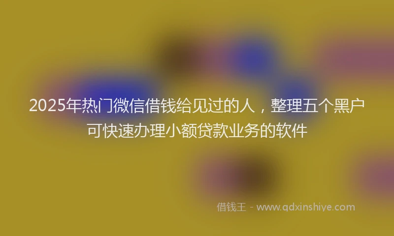 2025年热门微信借钱给见过的人，整理五个黑户可快速办理小额贷款业务的软件