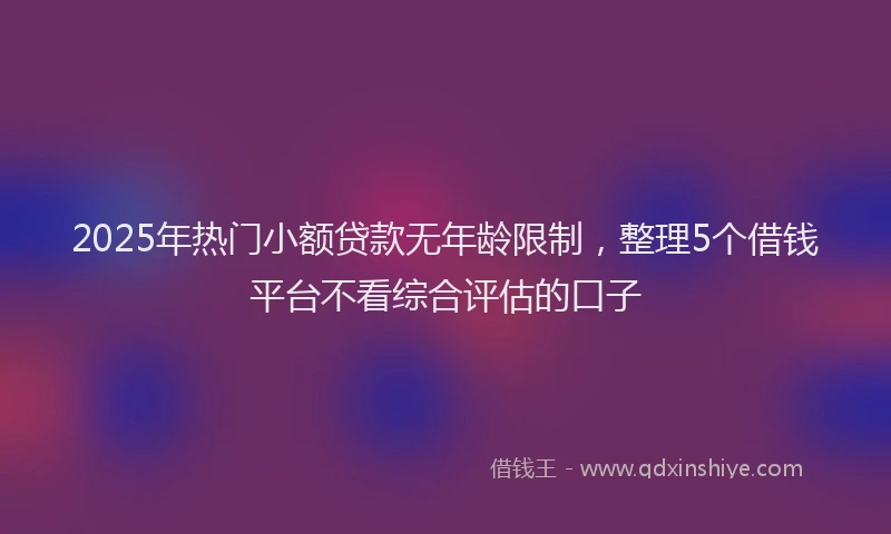 2025年热门小额贷款无年龄限制，整理5个借钱平台不看综合评估的口子