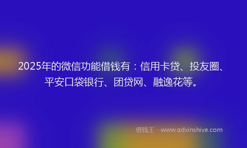 2025年的微信功能借钱有：信用卡贷、投友圈、平安口袋银行、团贷网、融逸花等。