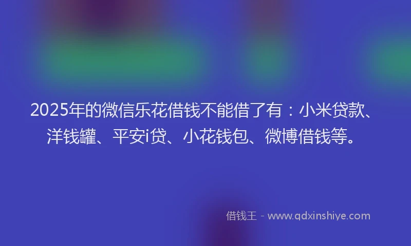 2025年的微信乐花借钱不能借了有：小米贷款、洋钱罐、平安i贷、小花钱包、微博借钱等。
