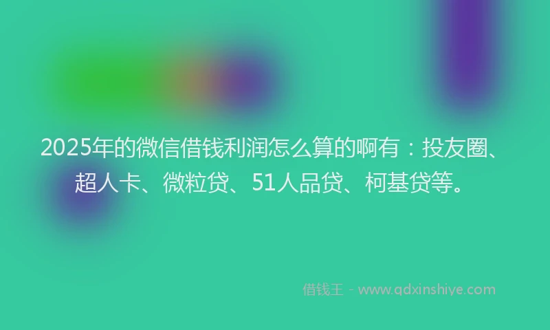 2025年的微信借钱利润怎么算的啊有：投友圈、超人卡、微粒贷、51人品贷、柯基贷等。