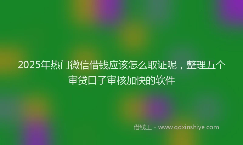 2025年热门微信借钱应该怎么取证呢，整理五个审贷口子审核加快的软件