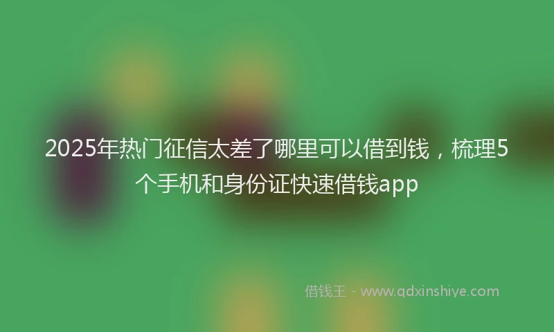 2025年热门征信太差了哪里可以借到钱，梳理5个手机和身份证快速借钱app