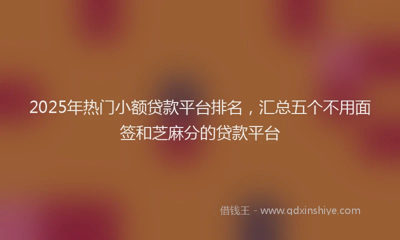 2025年热门小额贷款平台排名，汇总五个不用面签和芝麻分的贷款平台