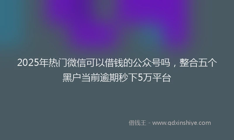 2025年热门微信可以借钱的公众号吗，整合五个黑户当前逾期秒下5万平台