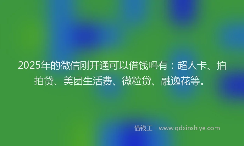 2025年的微信刚开通可以借钱吗有：超人卡、拍拍贷、美团生活费、微粒贷、融逸花等。