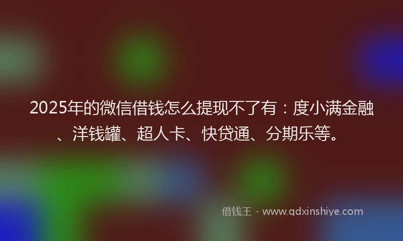 2025年的微信借钱怎么提现不了有：度小满金融、洋钱罐、超人卡、快贷通、分期乐等。
