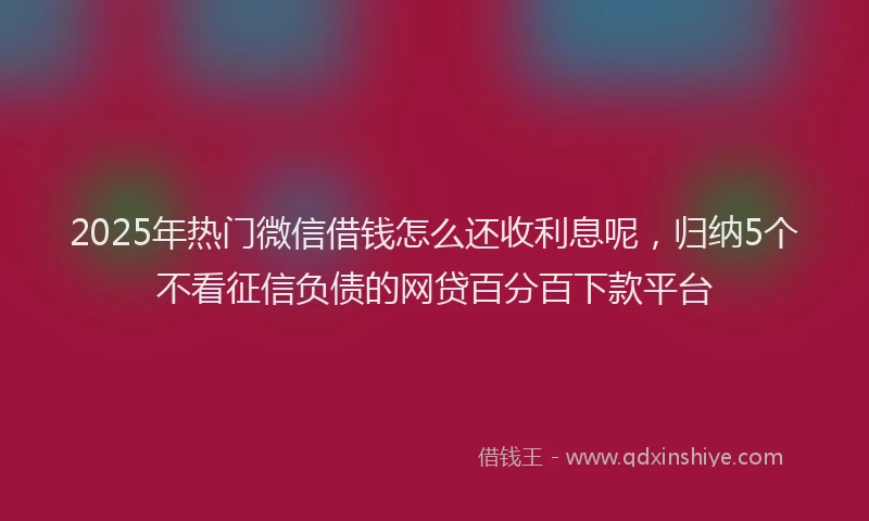 2025年热门微信借钱怎么还收利息呢，归纳5个不看征信负债的网贷百分百下款平台