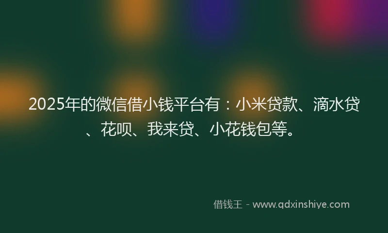 2025年的微信借小钱平台有：小米贷款、滴水贷、花呗、我来贷、小花钱包等。