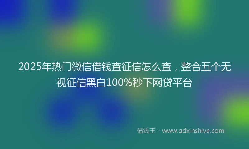 2025年热门微信借钱查征信怎么查，整合五个无视征信黑白100%秒下网贷平台